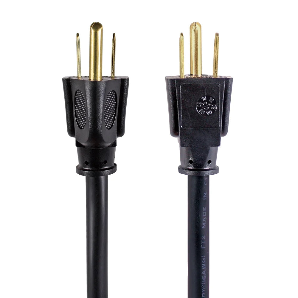 10FT 16AWG 3 Prong Black Outdoor Single Outlet Extension Cord, 13 Amps