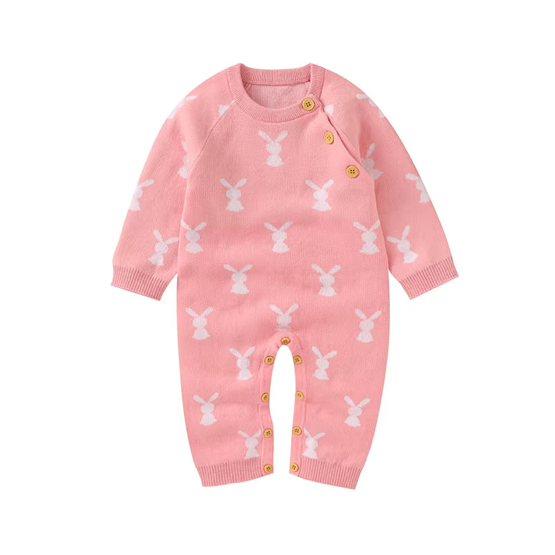 Baby Romper Cotton Knitted Newborn Boy Girl Jumpsuit Outfit Long Sleeve Fall Toddler Infant Winter Clothing Cute Rabbit Onesies