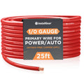 1/0 Gauge AWG OFC Pure Copper Power Ground Wire Cable (25Ft Red) True Spec Welding Wire, 1/0 Gauge Battery Cable Wires, Automotive Wires, Car Audio Speaker Stereo, RV Trailer, Amp Wiring