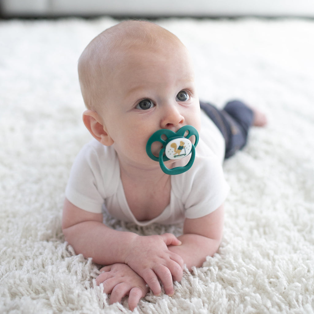 Advantage Baby Pacifier, Fully Symmetrical, Silicone Bulb, 6-18M, BPA Free, Squirrel/Glow, 4 Pack