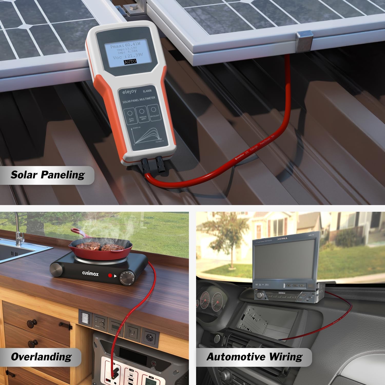 1/0 Gauge AWG OFC Pure Copper Power Ground Wire Cable (25Ft Red) True Spec Welding Wire, 1/0 Gauge Battery Cable Wires, Automotive Wires, Car Audio Speaker Stereo, RV Trailer, Amp Wiring