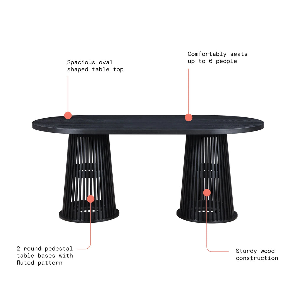 by Drew Oval Dining Table, Rich Black