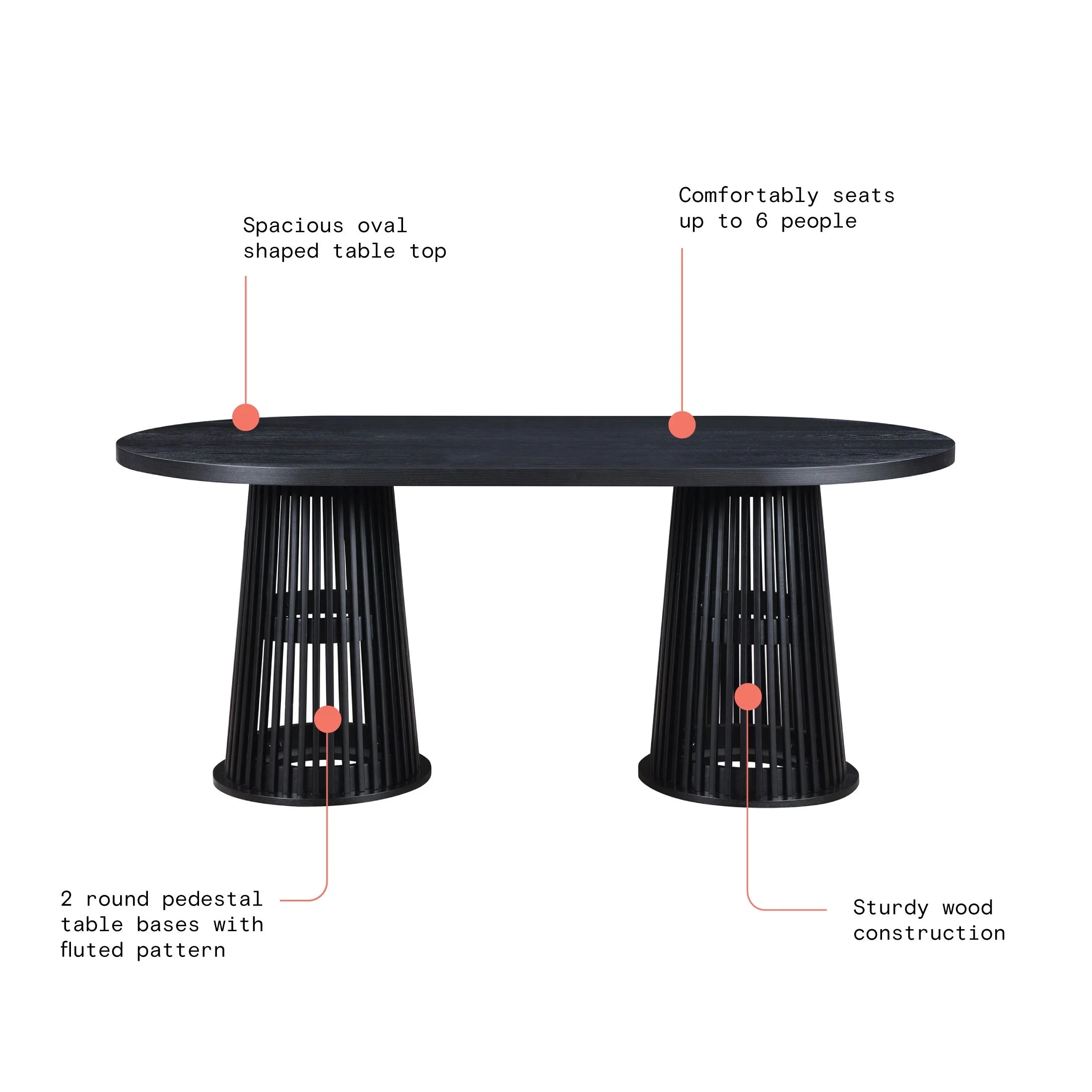 by Drew Oval Dining Table, Rich Black