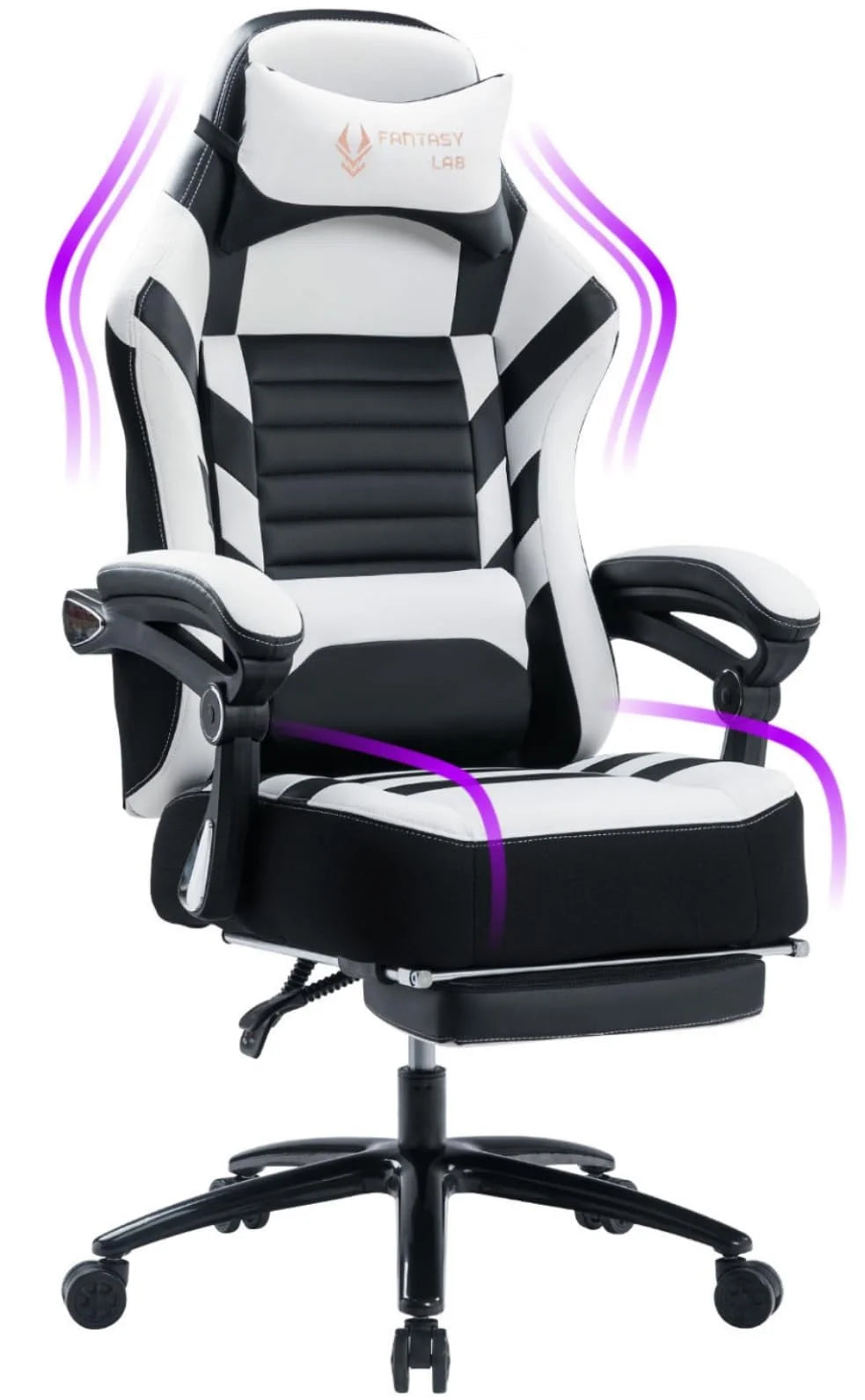 Big and Tall Gaming Chair with Footrest 401Lbs Massage Gamer Chair with Memory Foam Adjustable Tilt Back Angle & Armrest, High Back Leather Computer Office Chair