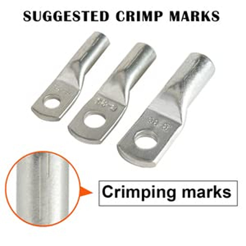 2/0 Gauge Wire Lugs 5/16" Stud (M8) 4 Pcs UL Heavy Duty Battery Cable Lugs 2/0 AWG 5/16" Cable Ends Copper Lugs Ring Terminal Connectors DIN 46235