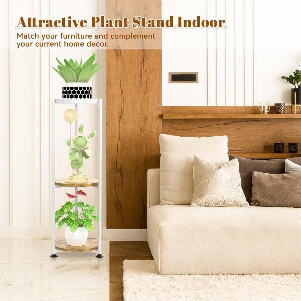3-Tier White Indoor Plant Stand, Suitable for Large, Tall and Heavy Flower Pots, Corner Plant Stand, Vertical and Round