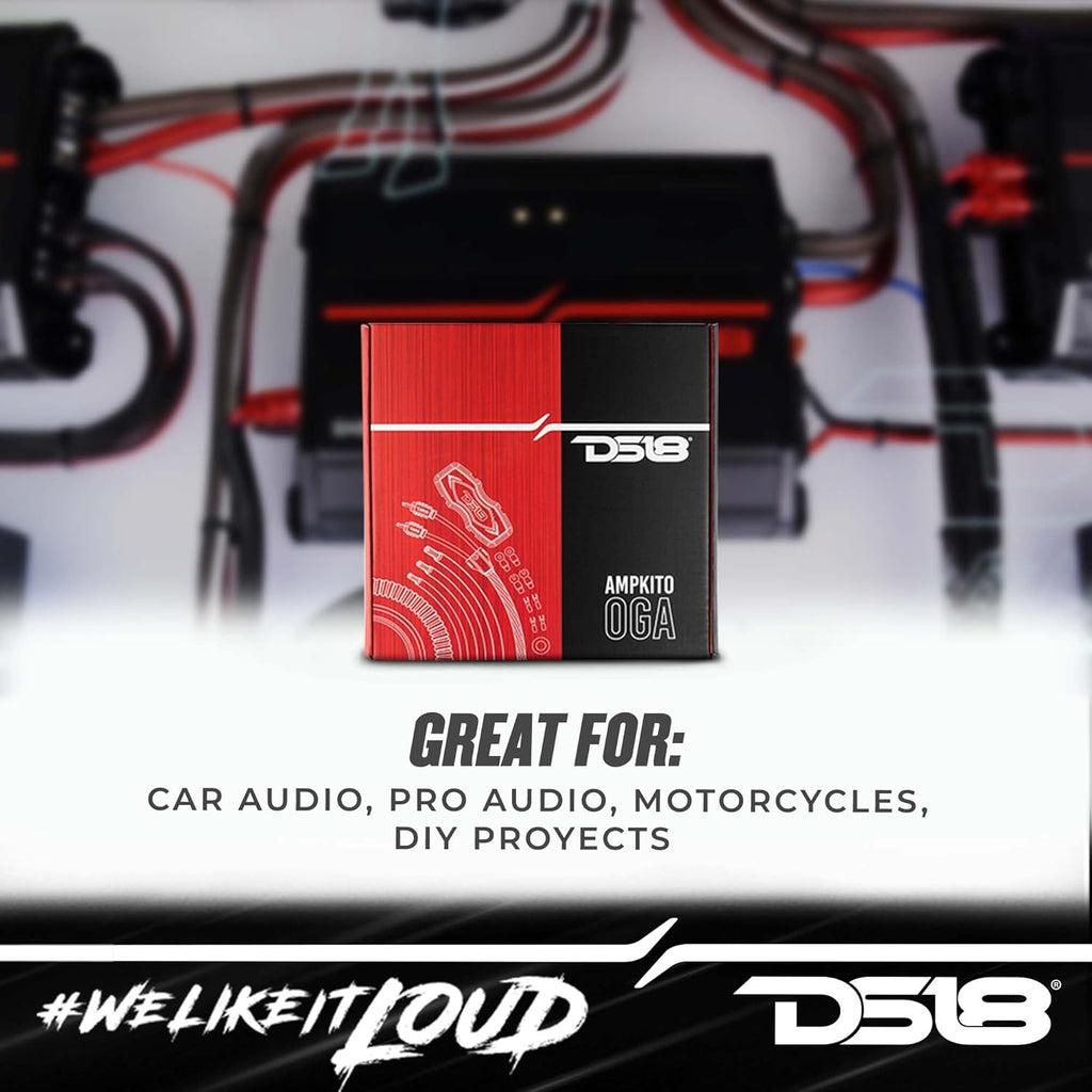 AMPKIT0 0 Gauge CCA Complete Amp Wiring Kit - Amplifier Install Wiring 1/0 Ga Amp Kit Pro Installation Cables up to 3500 Watts with ANL Fuse Holder 250A