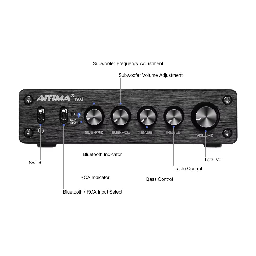 A03 TPA3116 Subwoofer Bluetooth Amplifier Hifi TPA3116D2 2.1 Digital Audio Power Amplifiers 50Wx2+100W Sound Amplificador