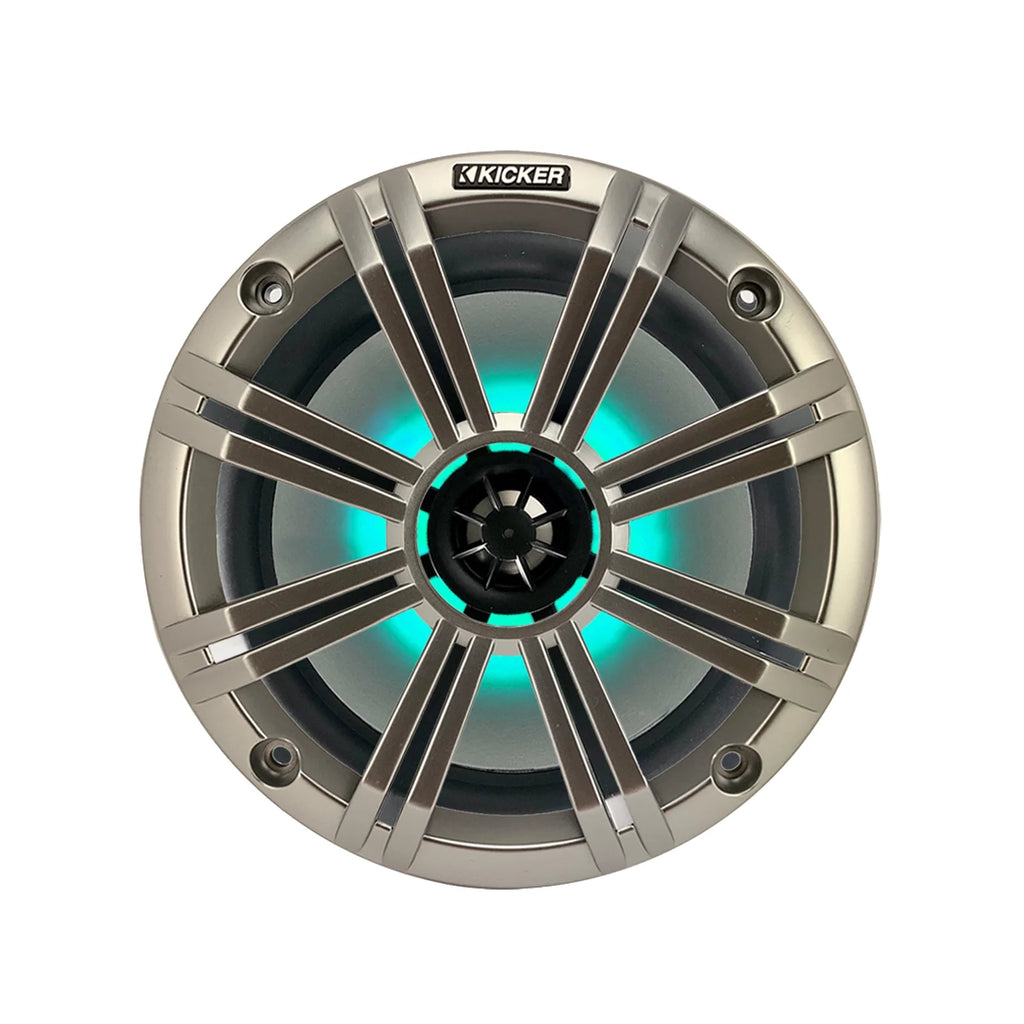 1 Pair (QTY 2) of  8" 2-Way 300 Watts Max Power Coaxial Marine Audio Multicolor LED Speakers with Silver Grilles, 50-Feet 16-Gauge Speaker Wire