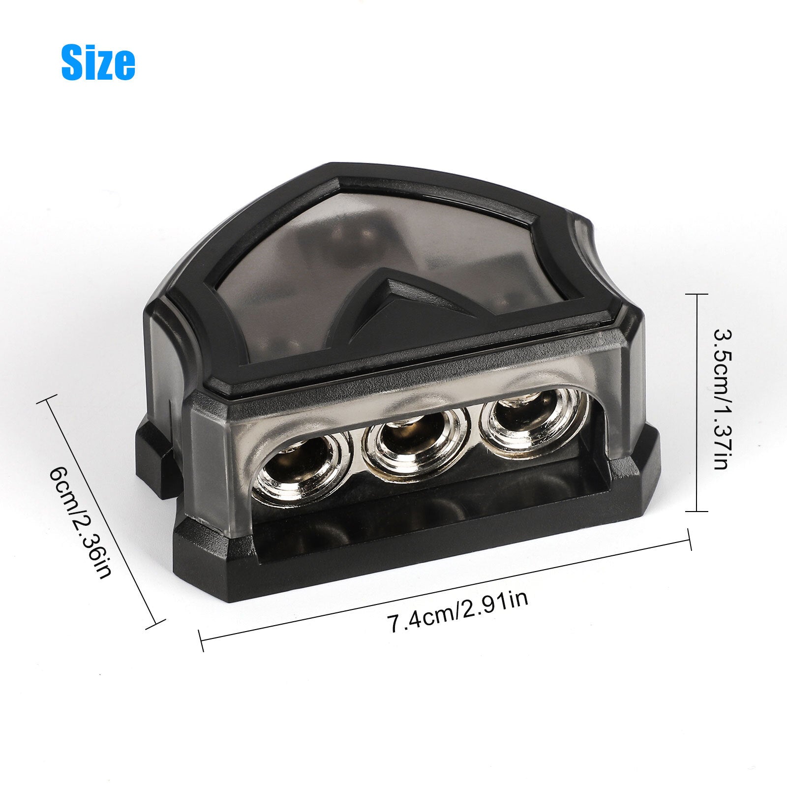 2PCS 3 Way 0 Gauge Input to 0 Gauge Output Power Ground Amp Distribution Block