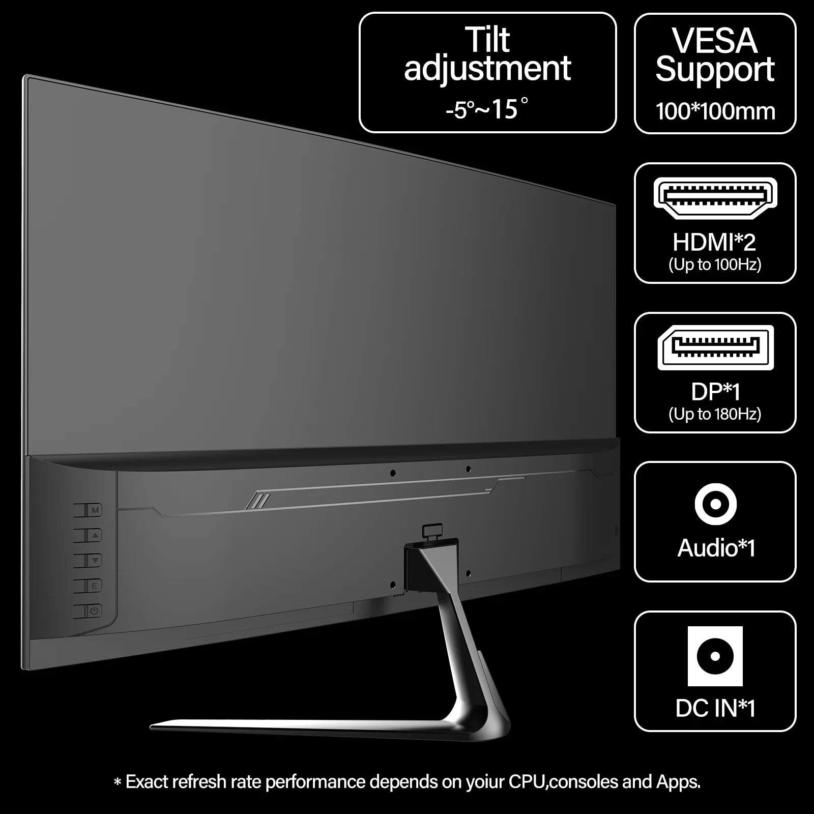 24.5 Inch Gaming Monitor 200Hz/165Hz FHD(1080P) Computer Monitors Black