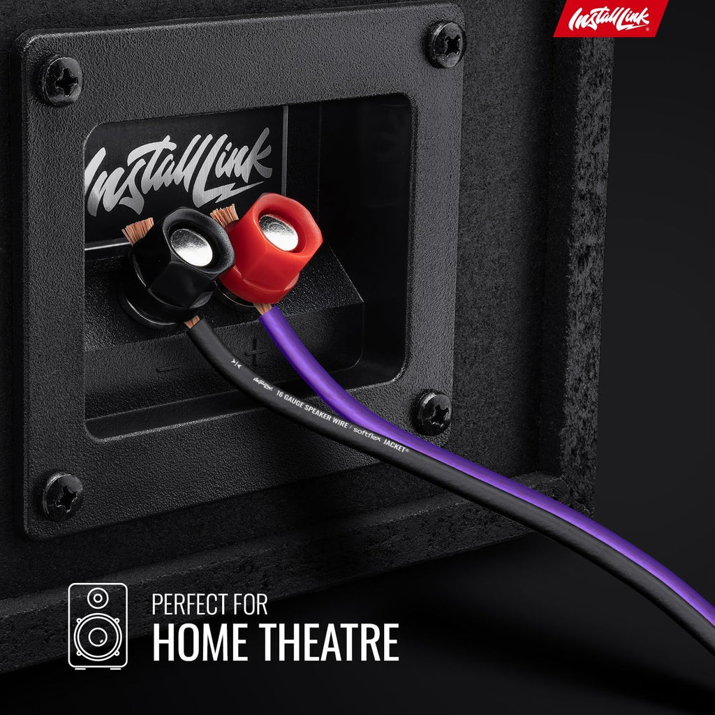 16 AWG Gauge Speaker Wire Cable Stereo, Car or 100 Feet, Frosted Purple/Black