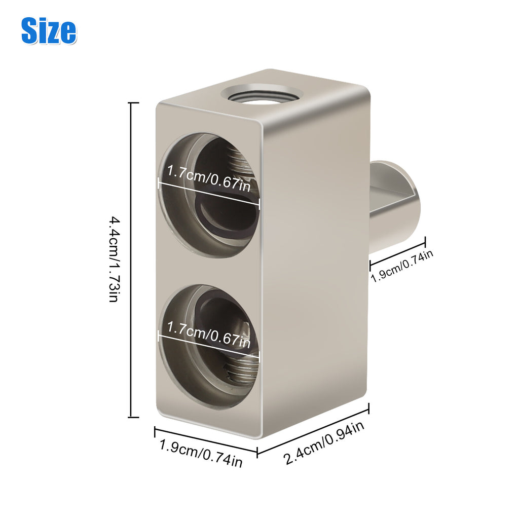 2X Car Audio Power/Ground Dual 1/0 Gauge to 1/0 Gauge Offset Amp Input Reducers