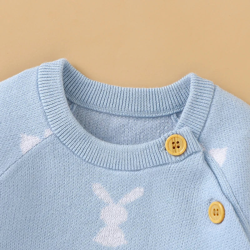 Baby Romper Cotton Knitted Newborn Boy Girl Jumpsuit Outfit Long Sleeve Fall Toddler Infant Winter Clothing Cute Rabbit Onesies