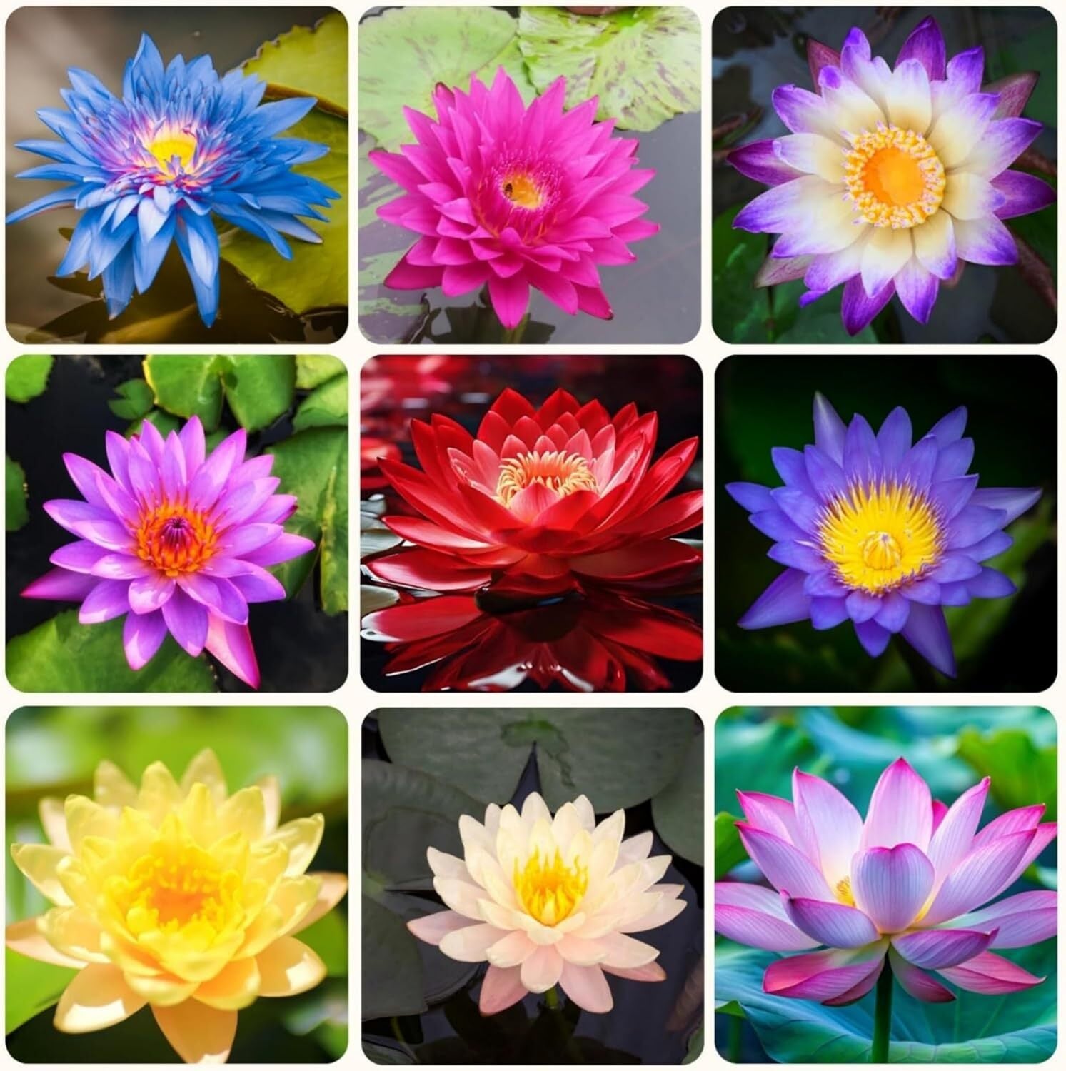 35+ Mixed Bowl Lotus Seeds - Water Lily Flower Plant Seed Non-Gmo Home Garden