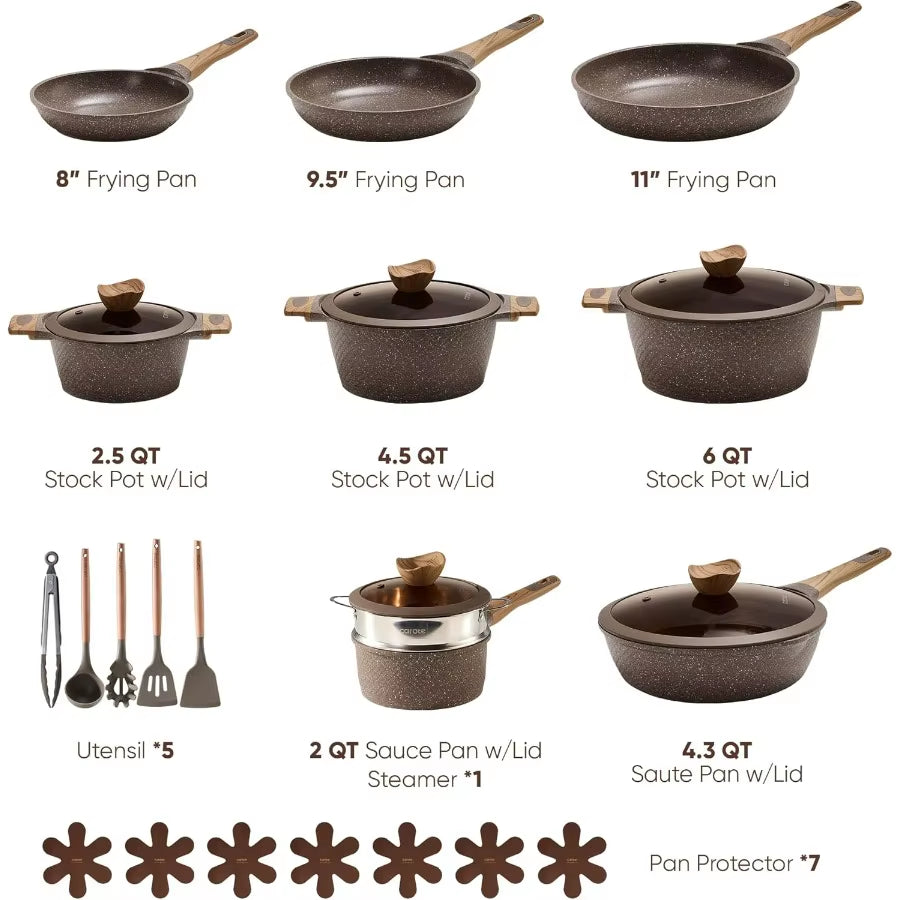 26PCS Pots and Pans Set Non Stick, Cookware Set Pots and Pans Induction Cook Ware, Nonstick Kitchen Cooking, PFOA Free