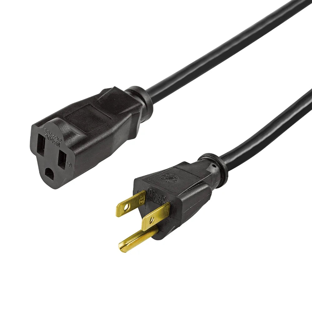 10FT 16AWG 3 Prong Black Outdoor Single Outlet Extension Cord, 13 Amps