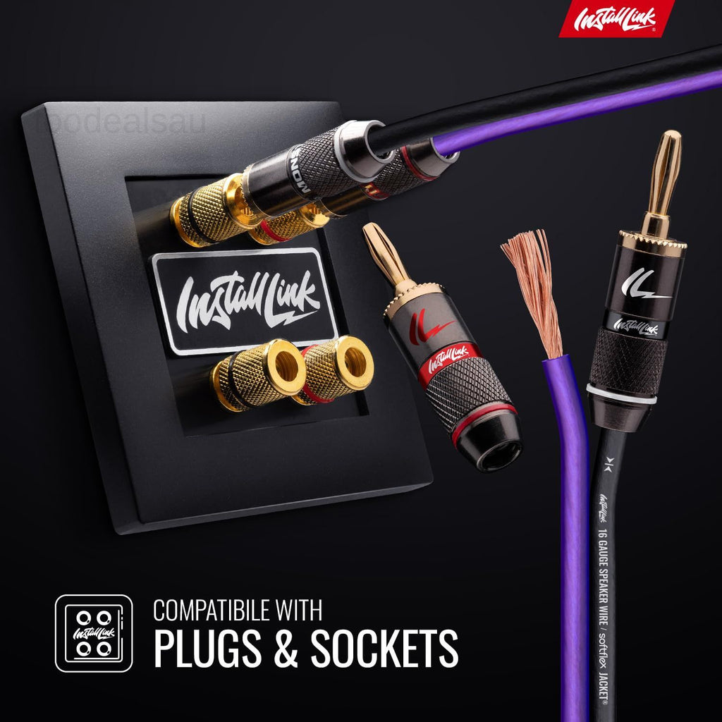 16 AWG Gauge Speaker Wire Cable Stereo, Car or 100 Feet, Frosted Purple/Black