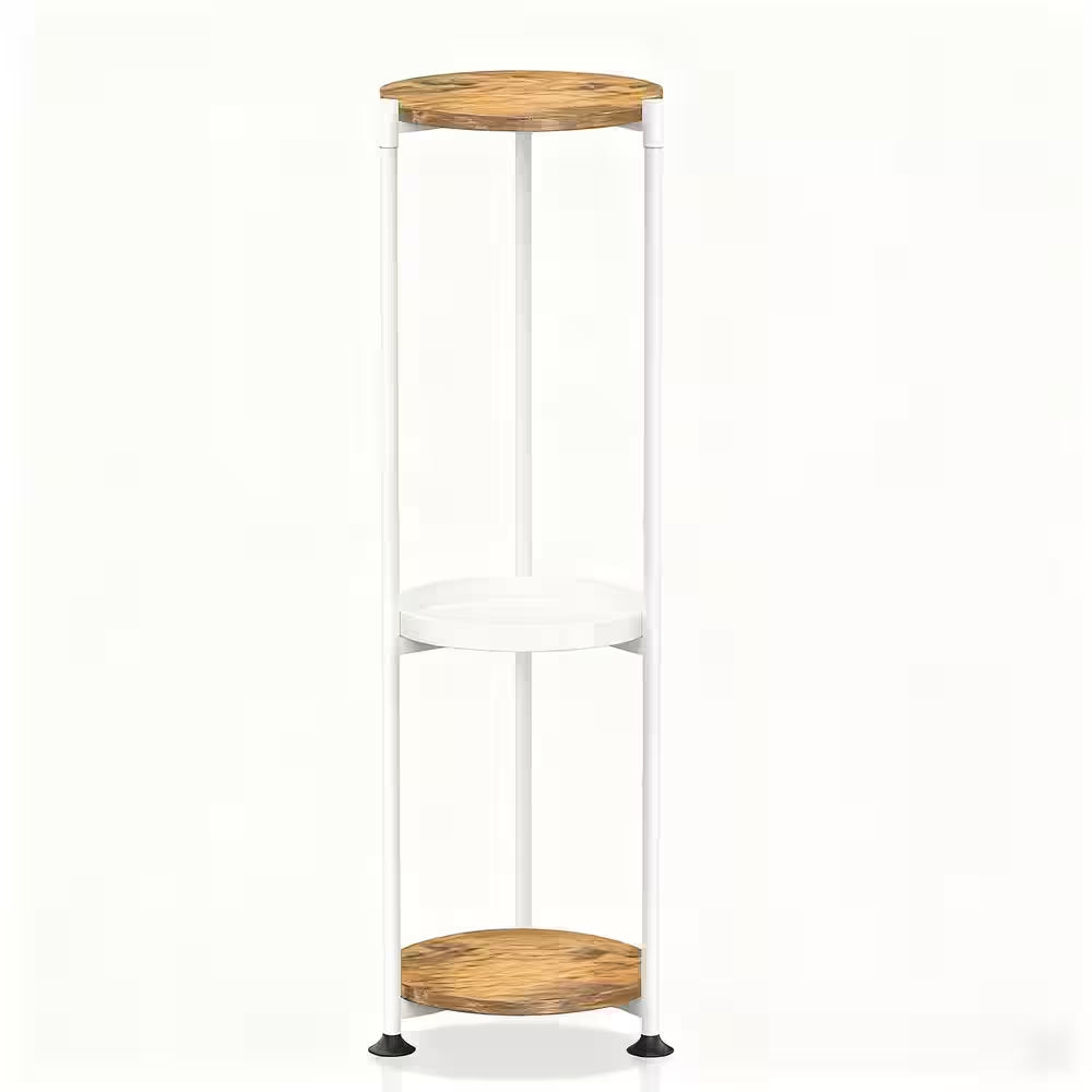 3-Tier White Indoor Plant Stand, Suitable for Large, Tall and Heavy Flower Pots, Corner Plant Stand, Vertical and Round
