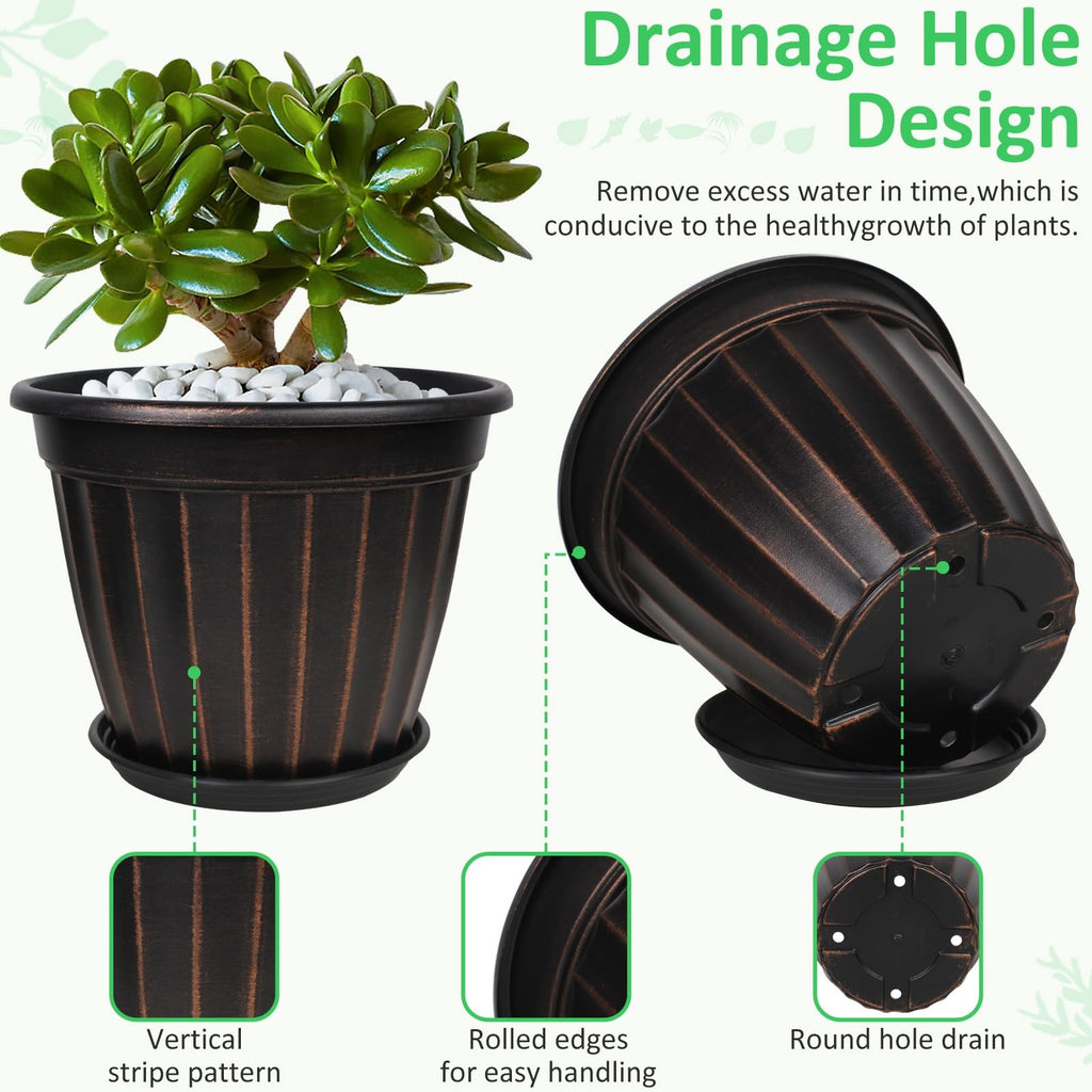 12 Inch Pots for Plants 4 Pack Tall Planters Large Flower with Drainage Hole