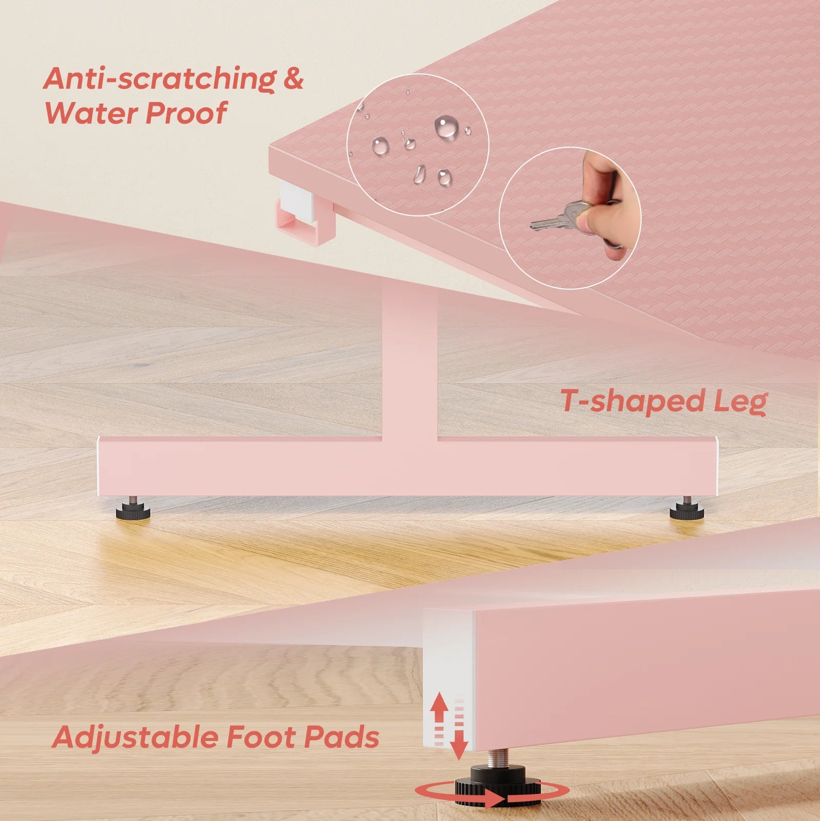 42" LED Gaming Desk PC Computer Office Gamer Table Desk with Monitor Stand, Pink