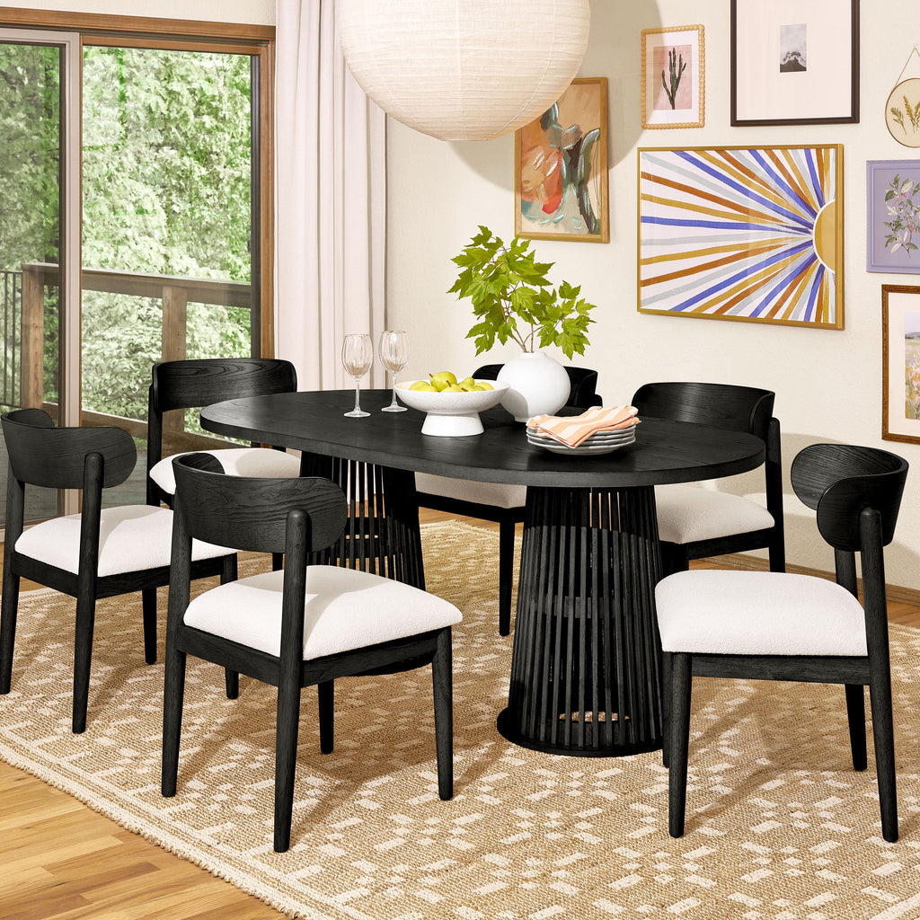 by Drew Oval Dining Table, Rich Black