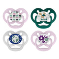Advantage Baby Pacifier, Fully Symmetrical, Silicone Bulb, 6-18M, BPA Free, Squirrel/Glow, 4 Pack