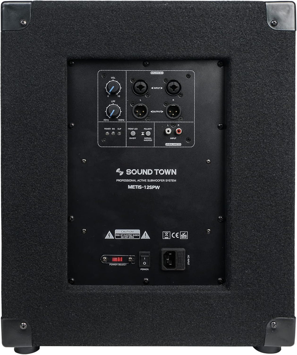 2-Pack 12” 1400 Watts Powered PA DJ Subwoofers with Class-D Amplifiers, 3” Voice Coil (METIS-12SPW-PAIR)