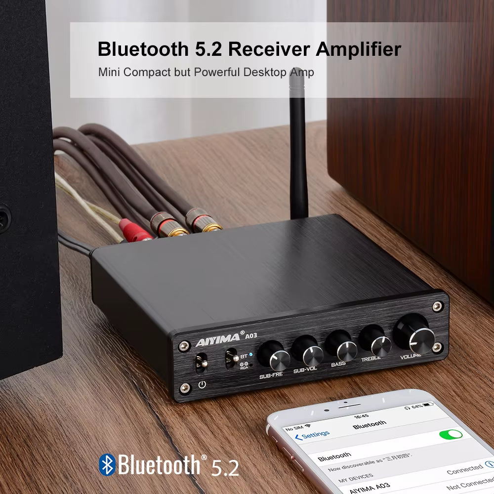 A03 TPA3116 Subwoofer Bluetooth Amplifier Hifi TPA3116D2 2.1 Digital Audio Power Amplifiers 50Wx2+100W Sound Amplificador