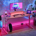 42" LED Gaming Desk PC Computer Office Gamer Table Desk with Monitor Stand, Pink