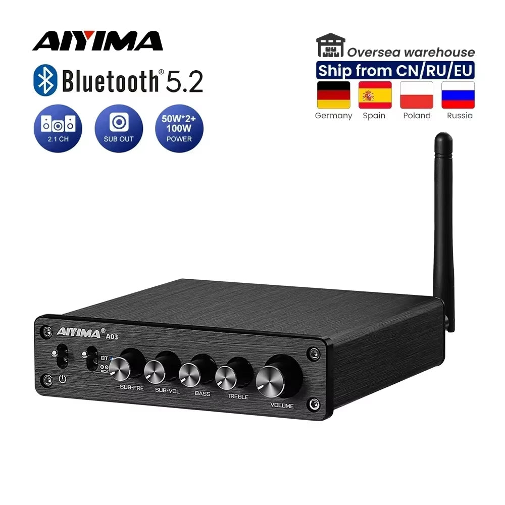 A03 TPA3116 Subwoofer Bluetooth Amplifier Hifi TPA3116D2 2.1 Digital Audio Power Amplifiers 50Wx2+100W Sound Amplificador