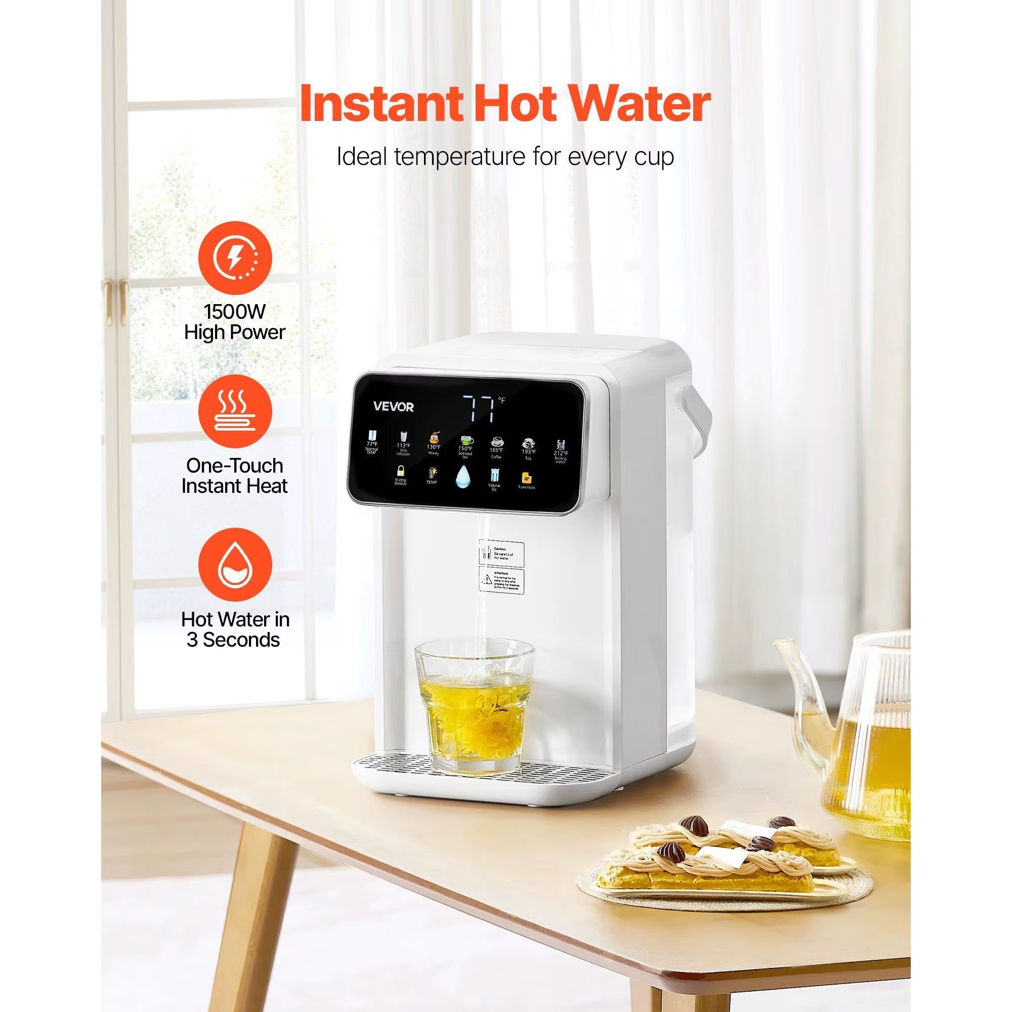 7 Temperature 7 Volumes 118Oz Tank Countertop Instant Hot Water Dispenser Desktop Water Dispenser with Instant Hot Water Feature