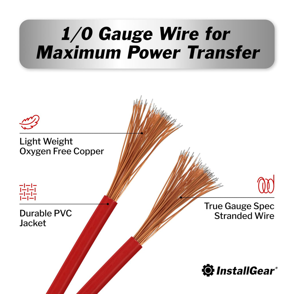1/0 Gauge AWG OFC Pure Copper Power Ground Wire Cable (25Ft Red) True Spec Welding Wire, 1/0 Gauge Battery Cable Wires, Automotive Wires, Car Audio Speaker Stereo, RV Trailer, Amp Wiring