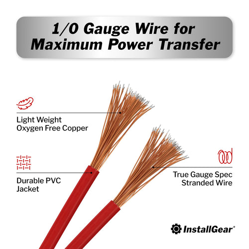 1/0 Gauge AWG OFC Pure Copper Power Ground Wire Cable (25Ft Red) True Spec Welding Wire, 1/0 Gauge Battery Cable Wires, Automotive Wires, Car Audio Speaker Stereo, RV Trailer, Amp Wiring