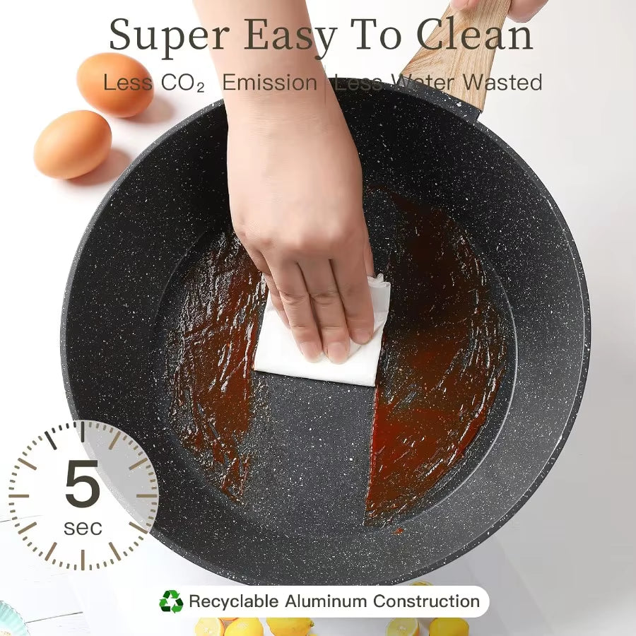 16PCS Pots and Pans Set Non Stick Cookware Set Nonstick with Cooking Set for Home Kitchen Cooking Durable Aluminum Construction