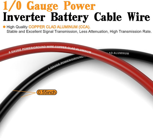 1/0 AWG Battery Cable 0 Gauge Wire Copper Clad Aluminum CCA Amp Wiring Kit 40FT