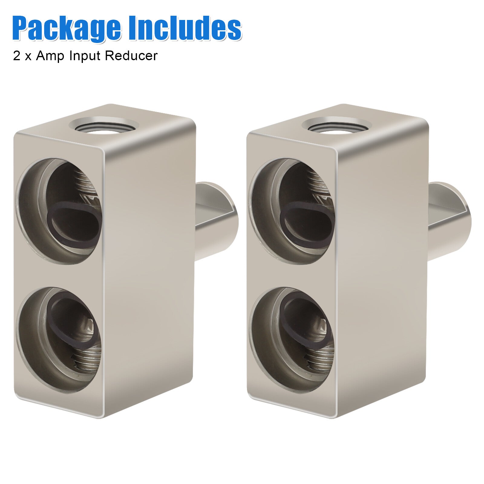 2X Car Audio Power/Ground Dual 1/0 Gauge to 1/0 Gauge Offset Amp Input Reducers
