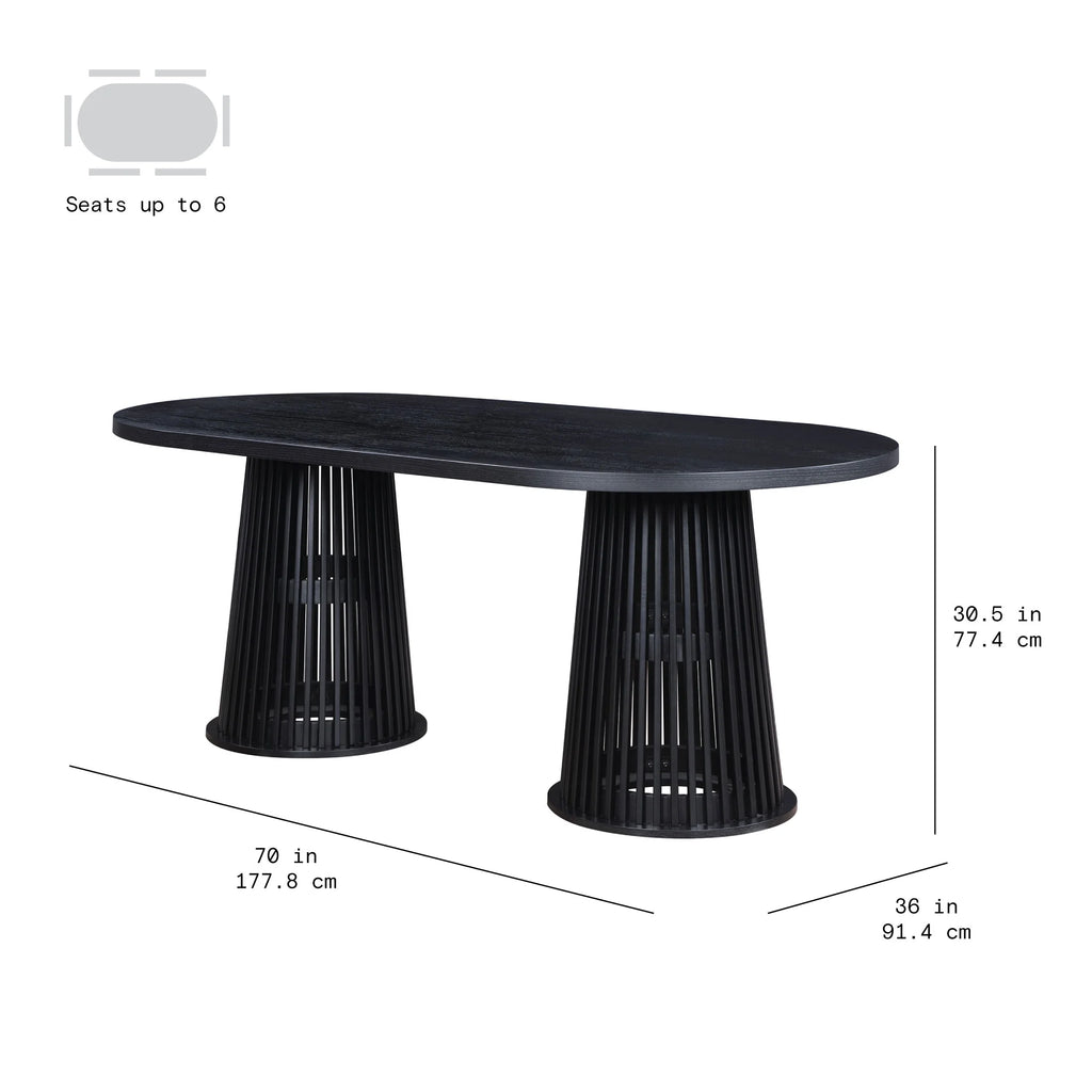 by Drew Oval Dining Table, Rich Black