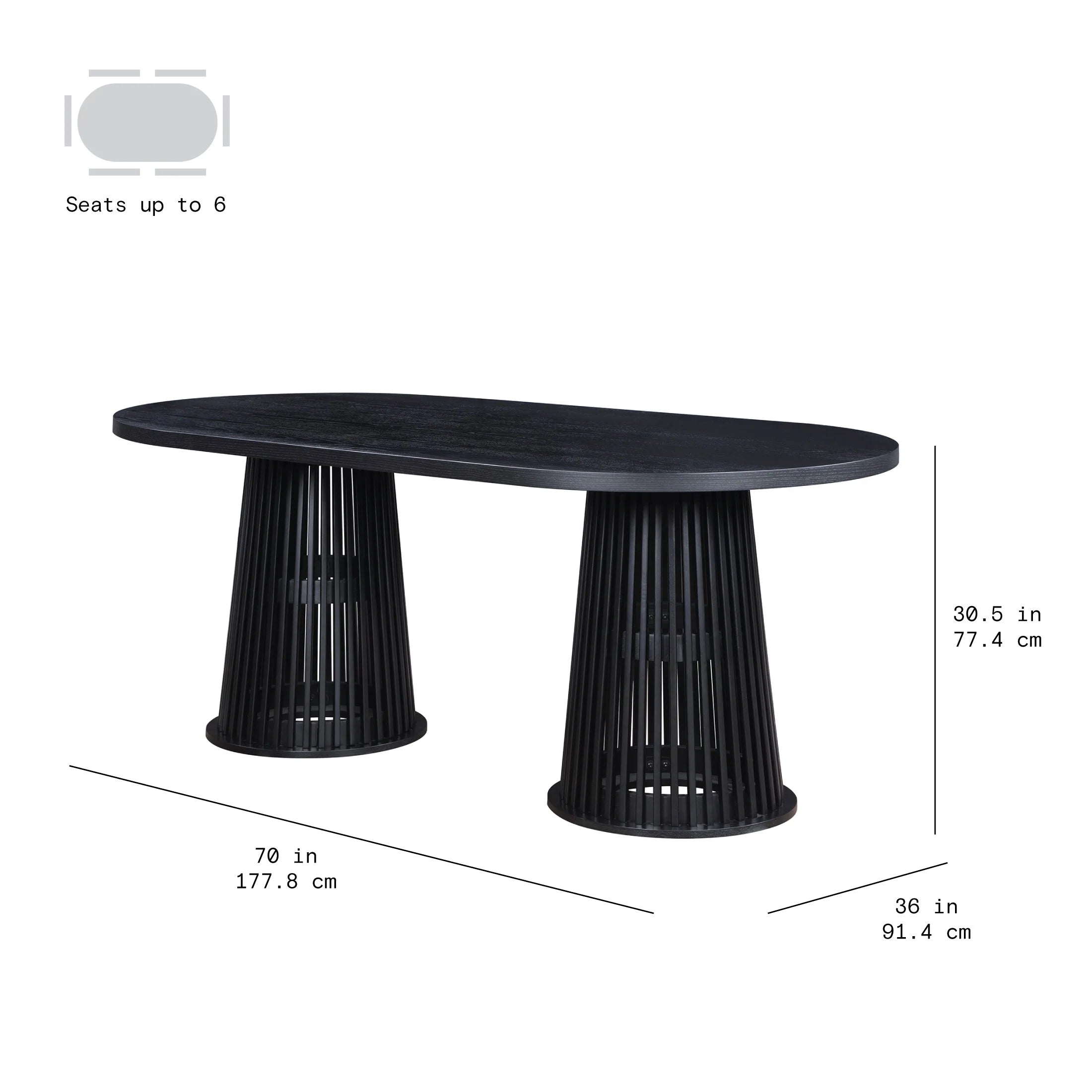 by Drew Oval Dining Table, Rich Black