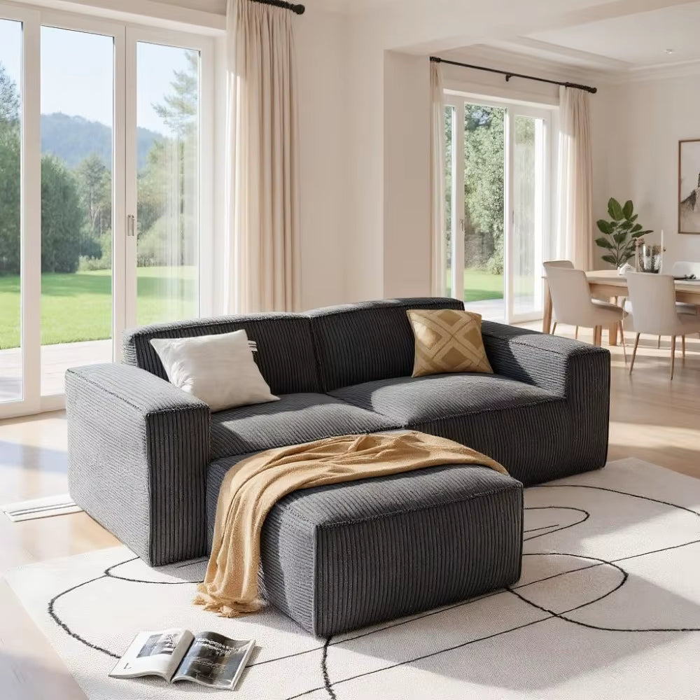 80 L Shaped Sofa Modular, Corduroy Couches with Deep Seats &High-Back, Upholstered Couches for Living Room Bedroom