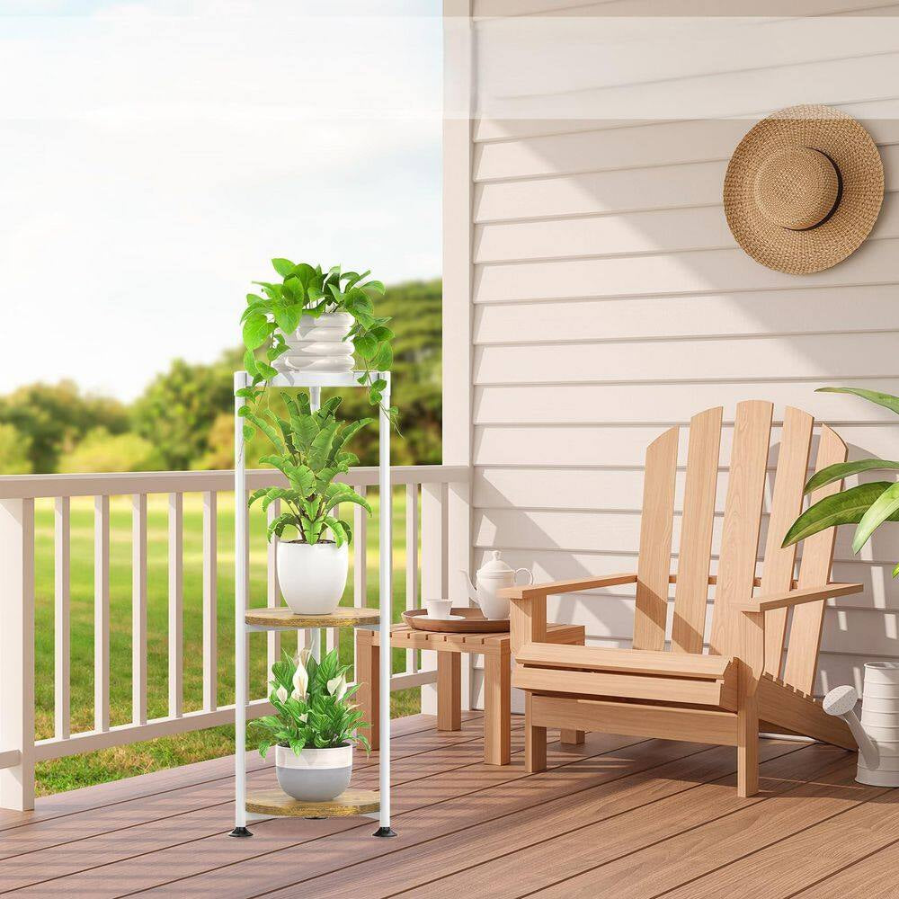 3-Tier White Indoor Plant Stand, Suitable for Large, Tall and Heavy Flower Pots, Corner Plant Stand, Vertical and Round