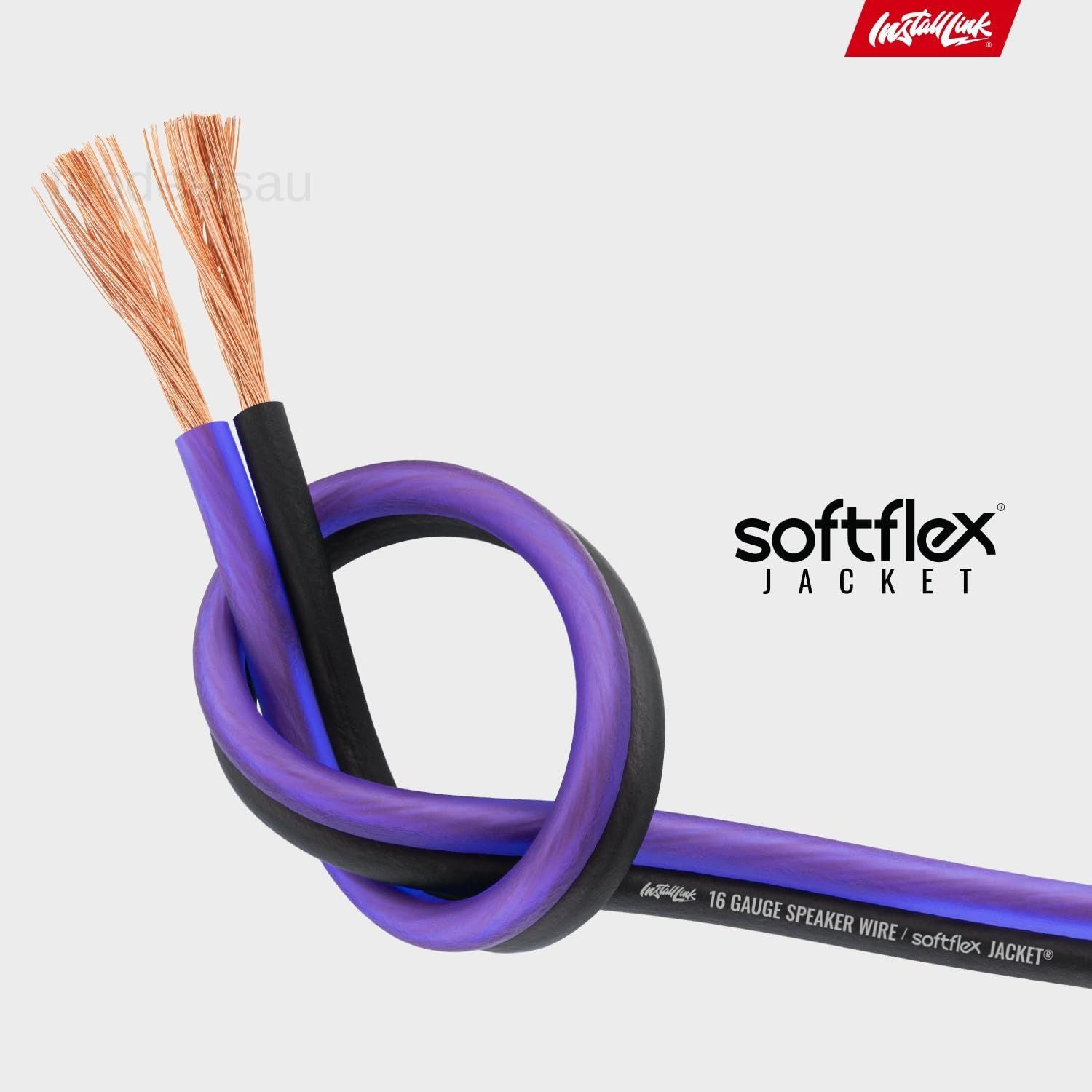 16 AWG Gauge Speaker Wire Cable Stereo, Car or 100 Feet, Frosted Purple/Black