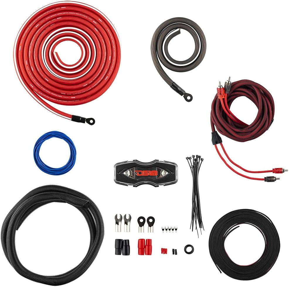 AMPKIT0 0 Gauge CCA Complete Amp Wiring Kit - Amplifier Install Wiring 1/0 Ga Amp Kit Pro Installation Cables up to 3500 Watts with ANL Fuse Holder 250A